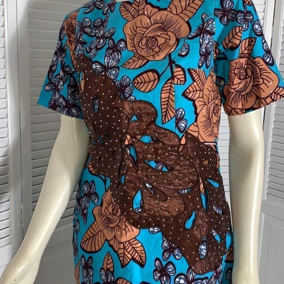 Vintage Bold Floral Mod Dress With Appliqué Size Medium - Picture 13 of 15